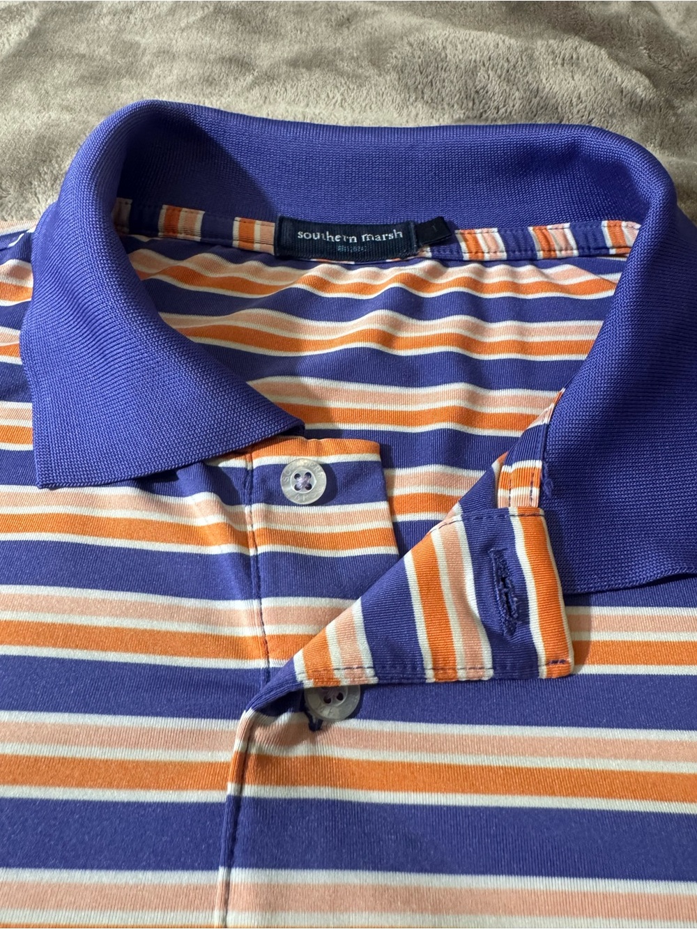 Southern Marsh Polo Shirt Mens L Clemson Colorway Stripe Performance Stretch